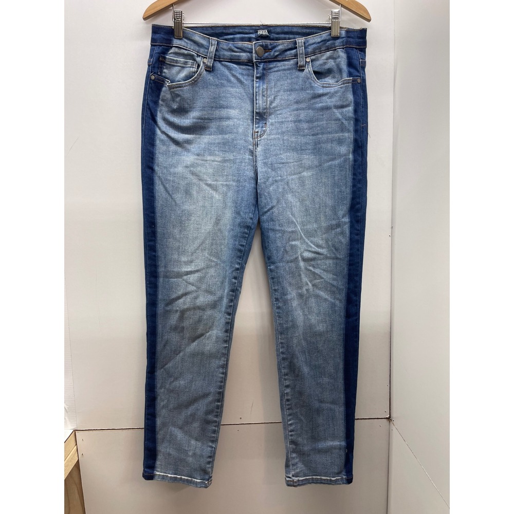Reba Denim Womens Size 14 Blue Side Stripe Skinny Jeans High Rise Medium Wash